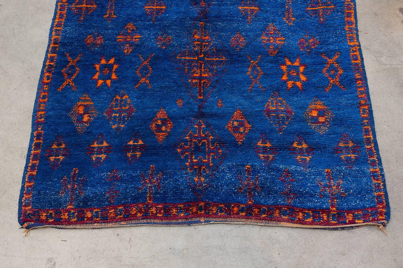 Tribal Vintage Moroccan Beni M'Guild Blue Rug
