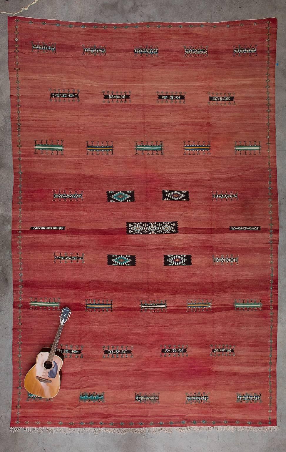 Wool Akhnif Ait Ouaouzguite Vintage Moroccan Rug, Large For Sale
