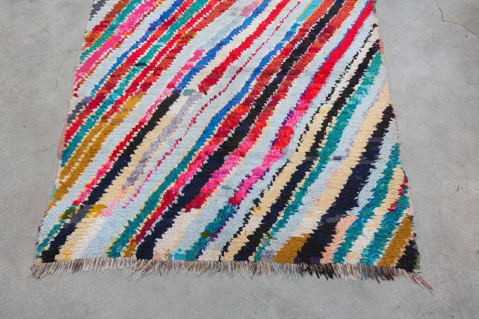 Tribal Vintage Moroccan Boucherouite Rug For Sale