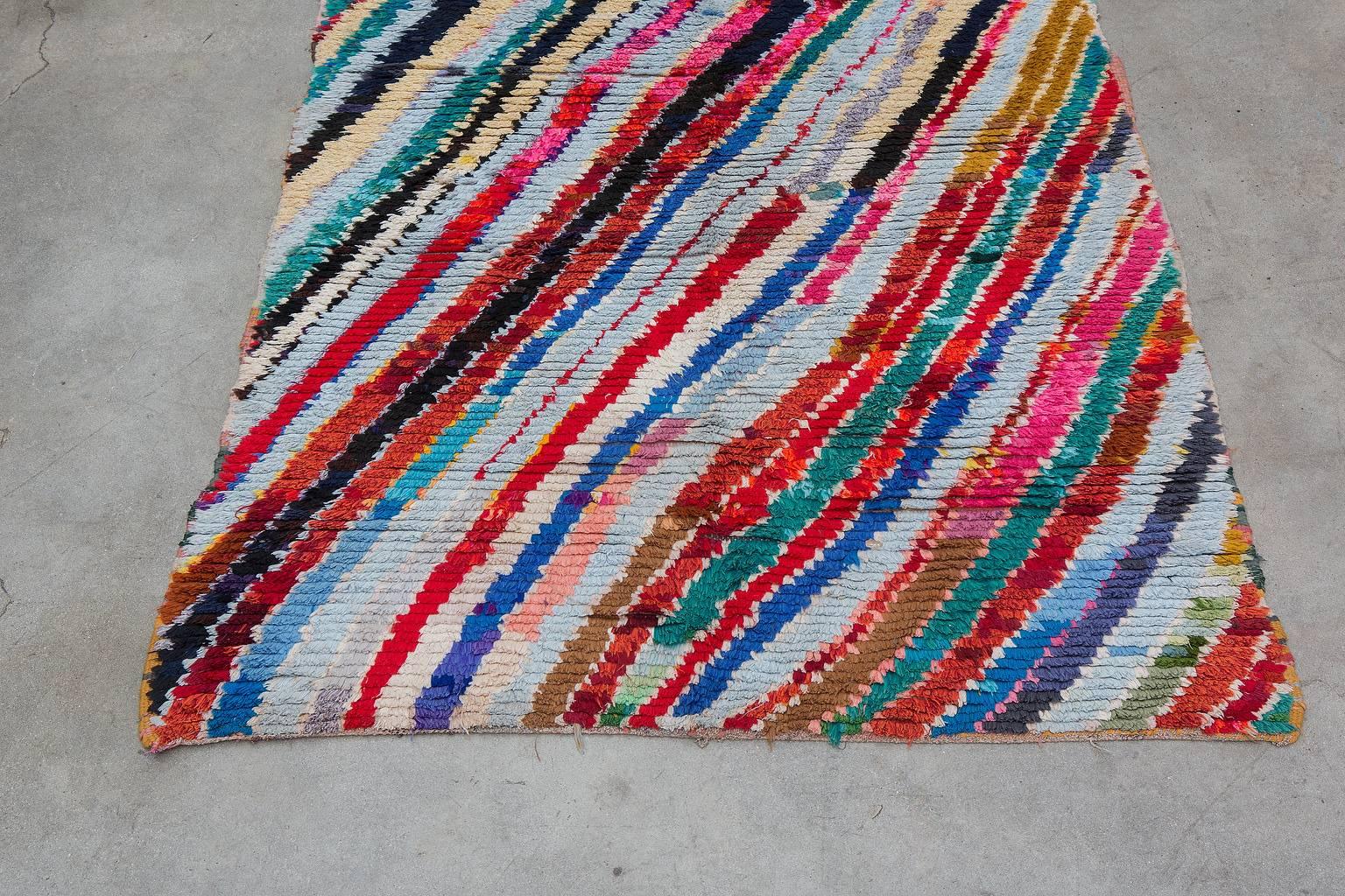 Hand-Woven Vintage Moroccan Boucherouite Rug For Sale