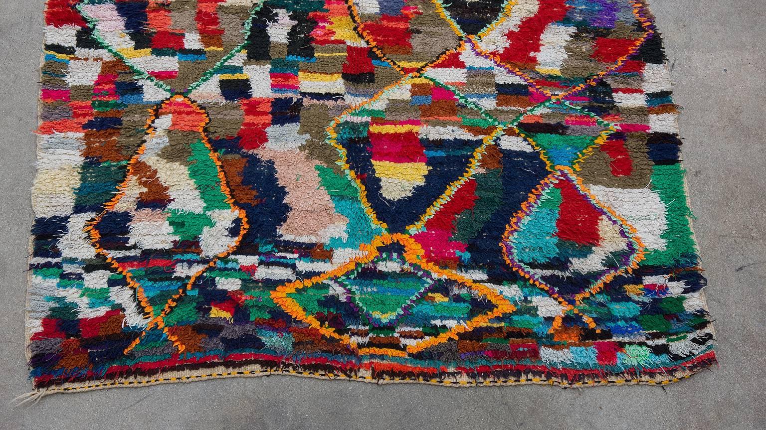 Tribal Vintage Moroccan Azilal Boucherouite Rug For Sale