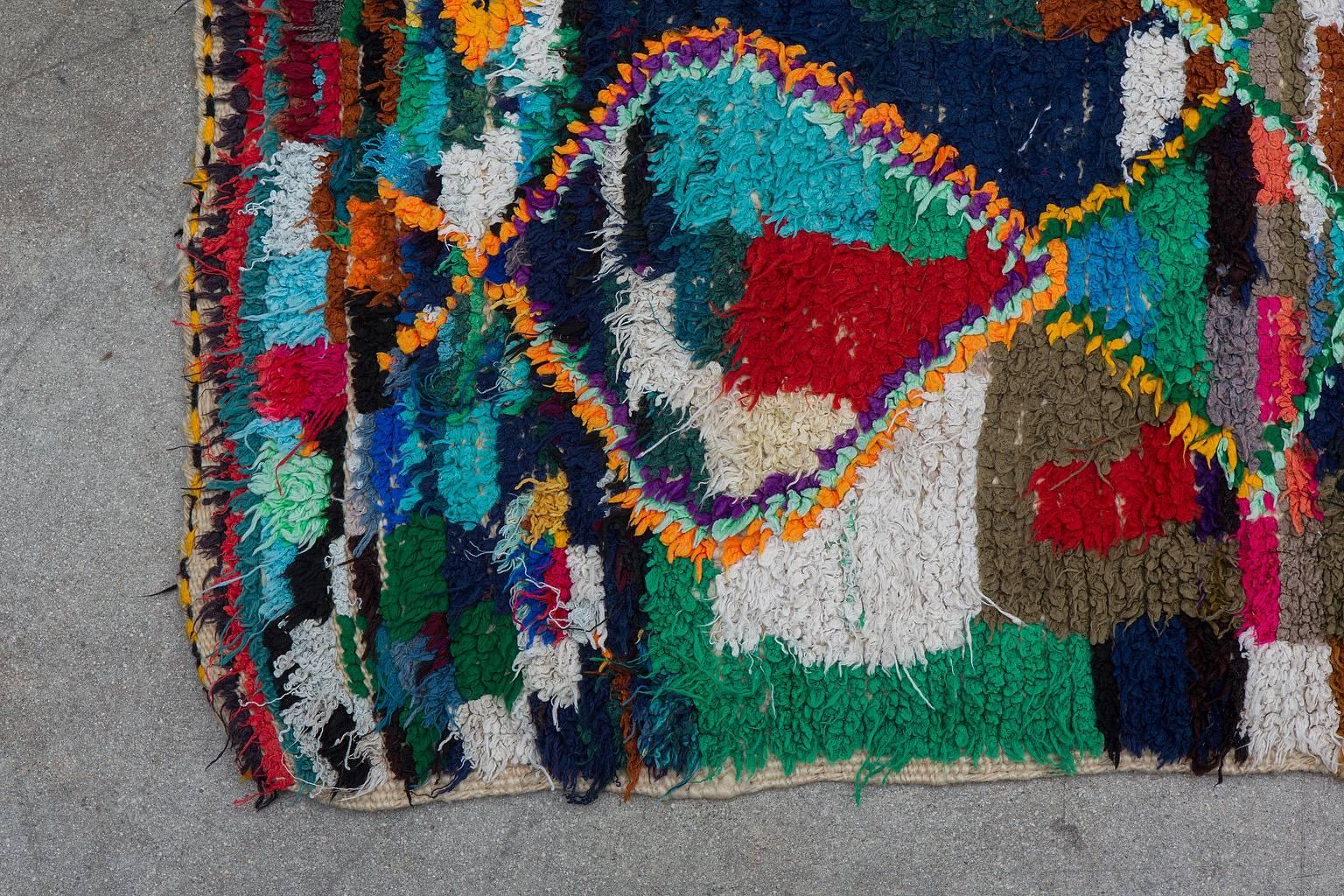 20th Century Vintage Moroccan Azilal Boucherouite Rug For Sale