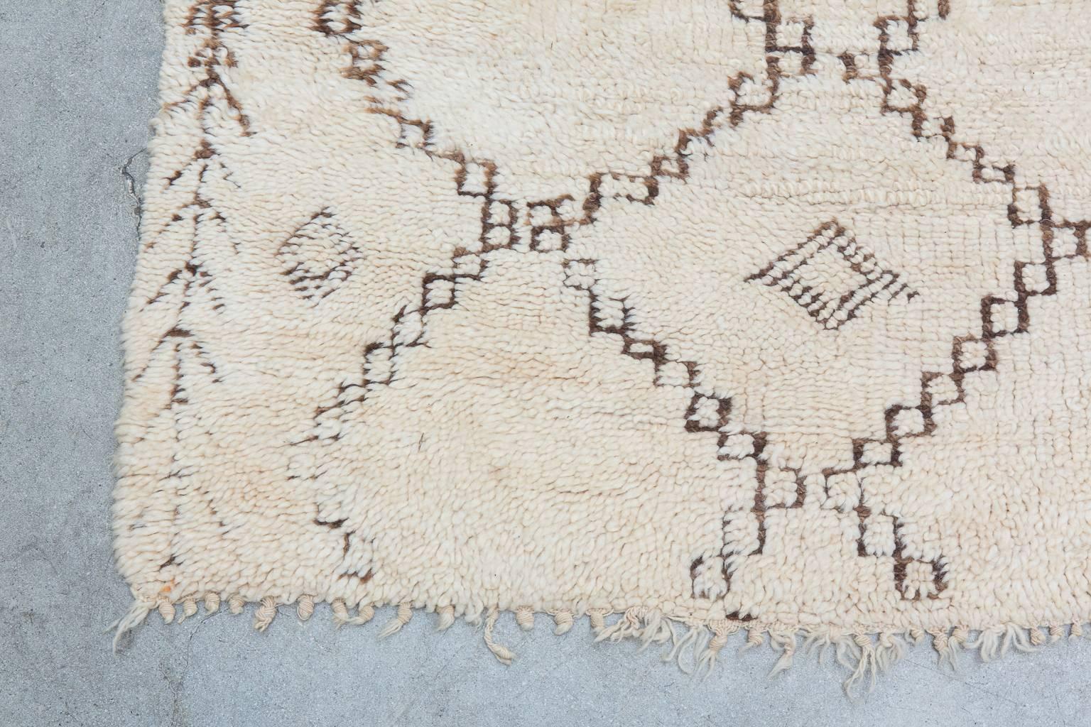 Hand-Knotted Vintage Beni Ourain Marmoucha Moroccan Rug For Sale