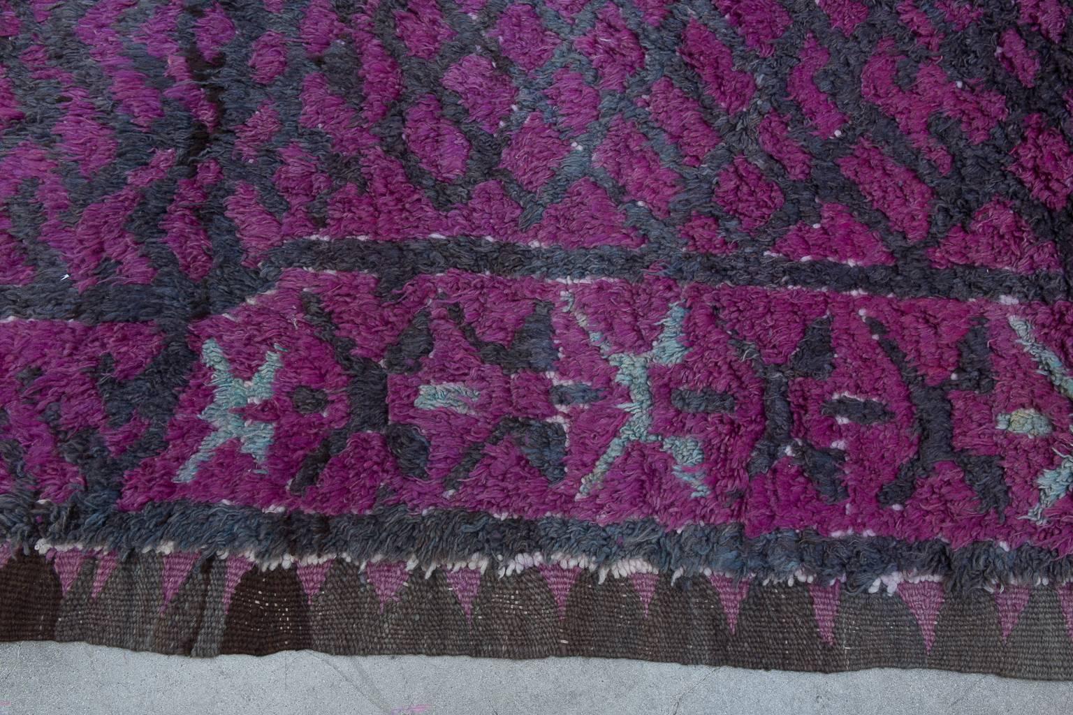 Vintage Moroccan Talsint Rug, Black and Purple For Sale 1