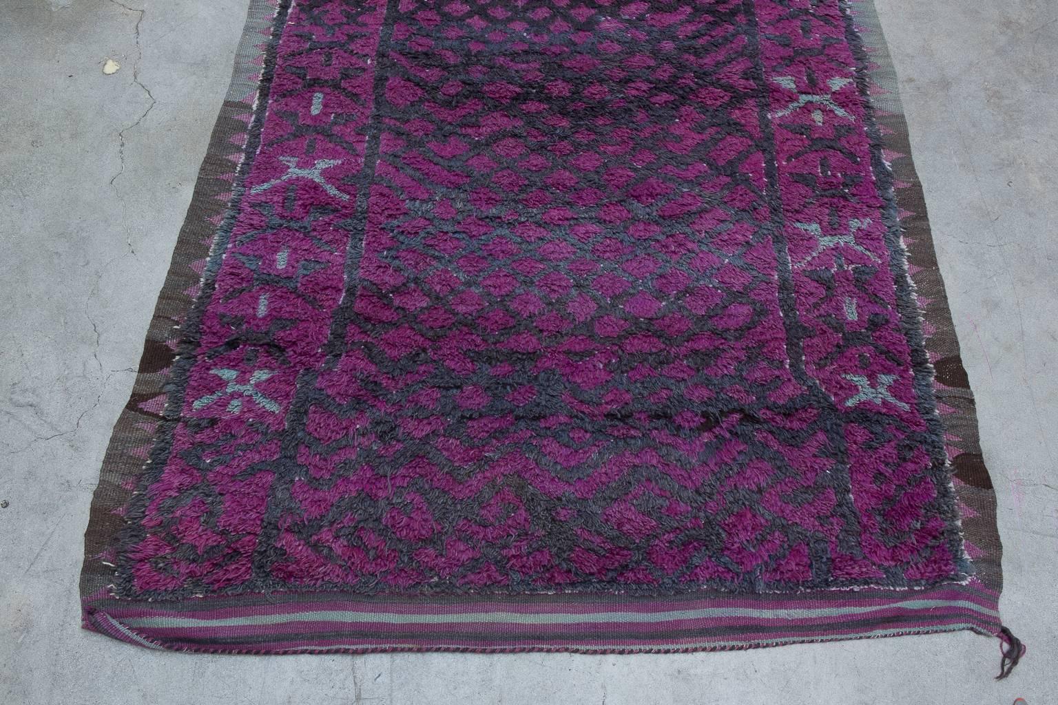 Tribal Vintage Moroccan Talsint Rug, Black and Purple For Sale