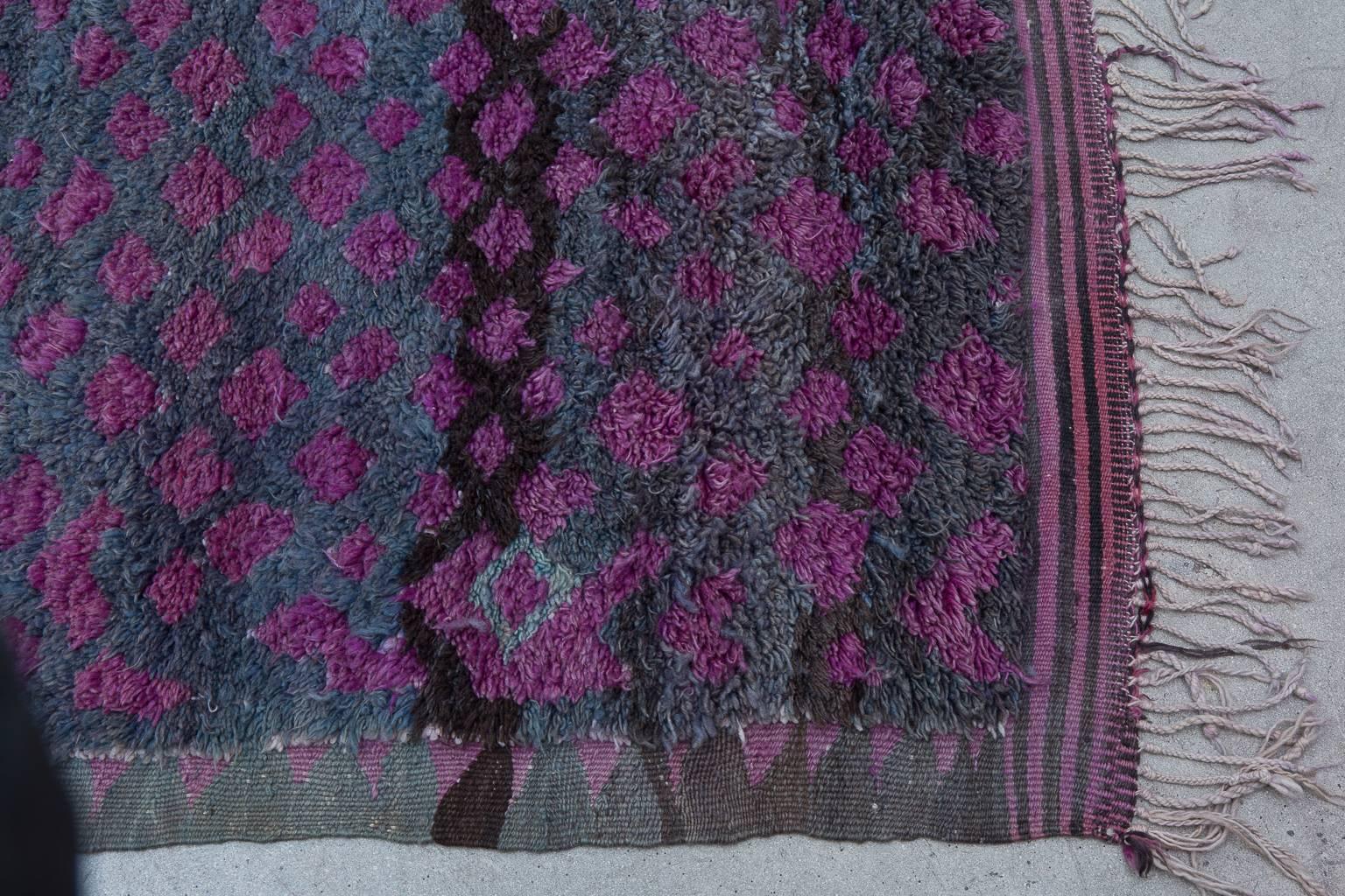 Vintage Moroccan Talsint Rug, Black and Purple For Sale 2