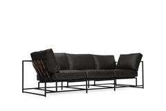 Smoke Leather and Blackened Steel Sofa