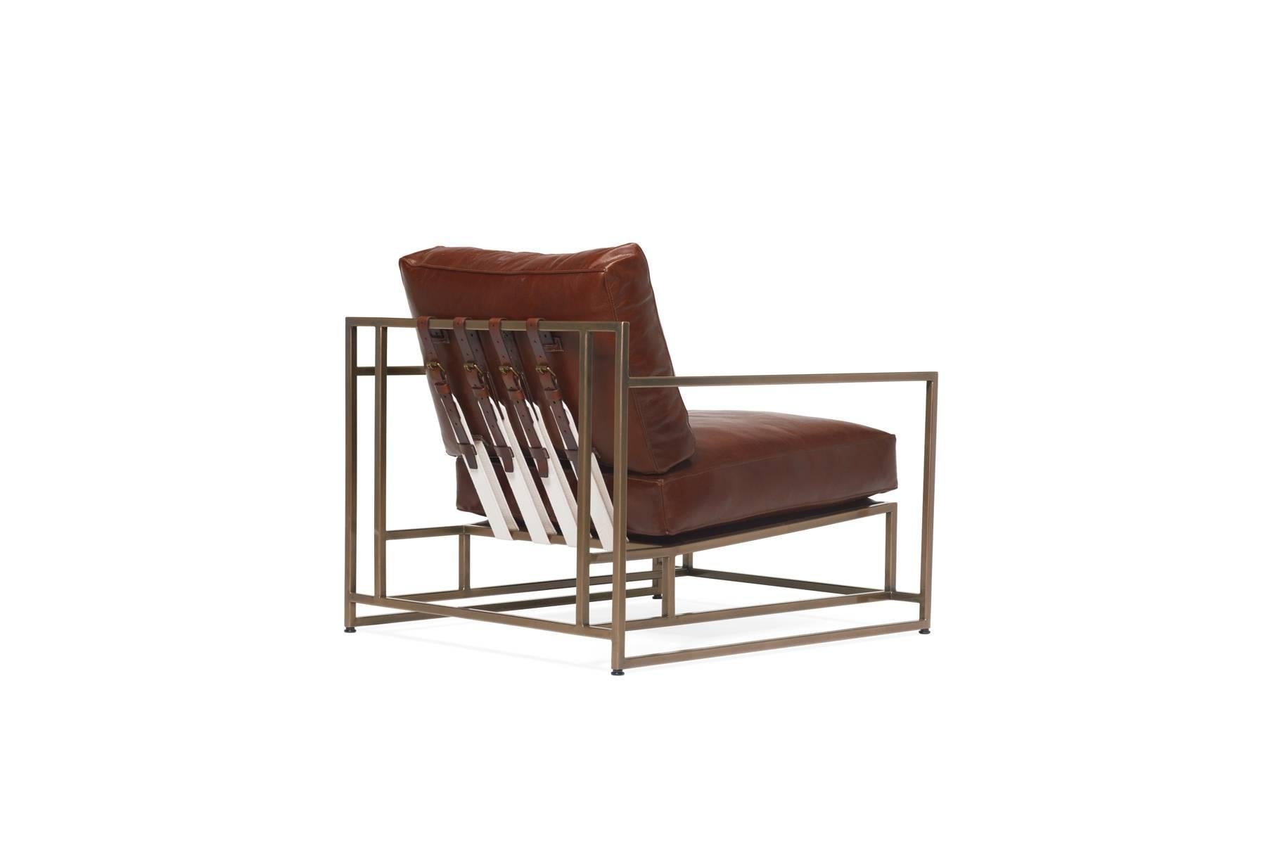 leather and brass chair