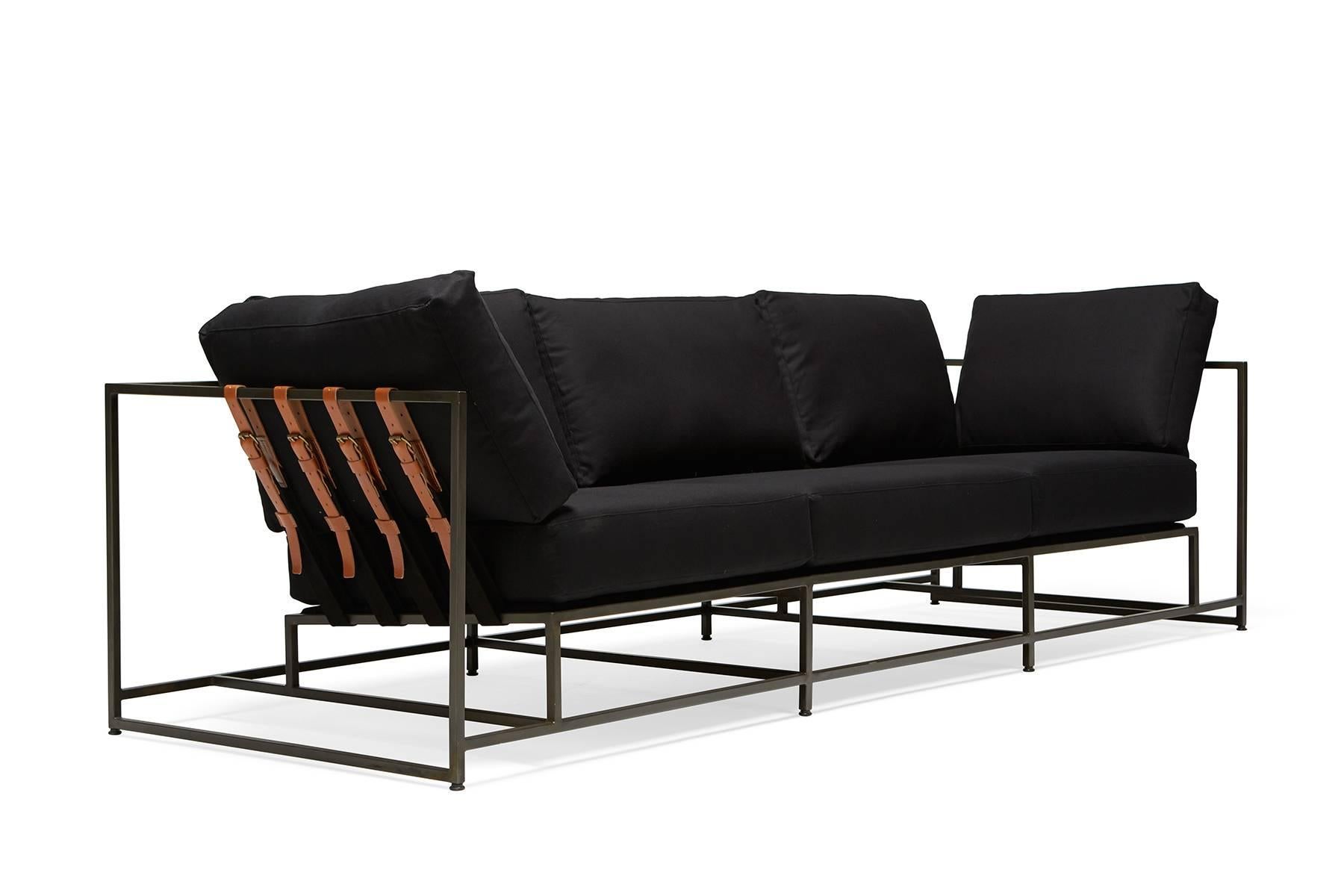 Black Canvas And Blackened Steel Sofa For At 1stdibs