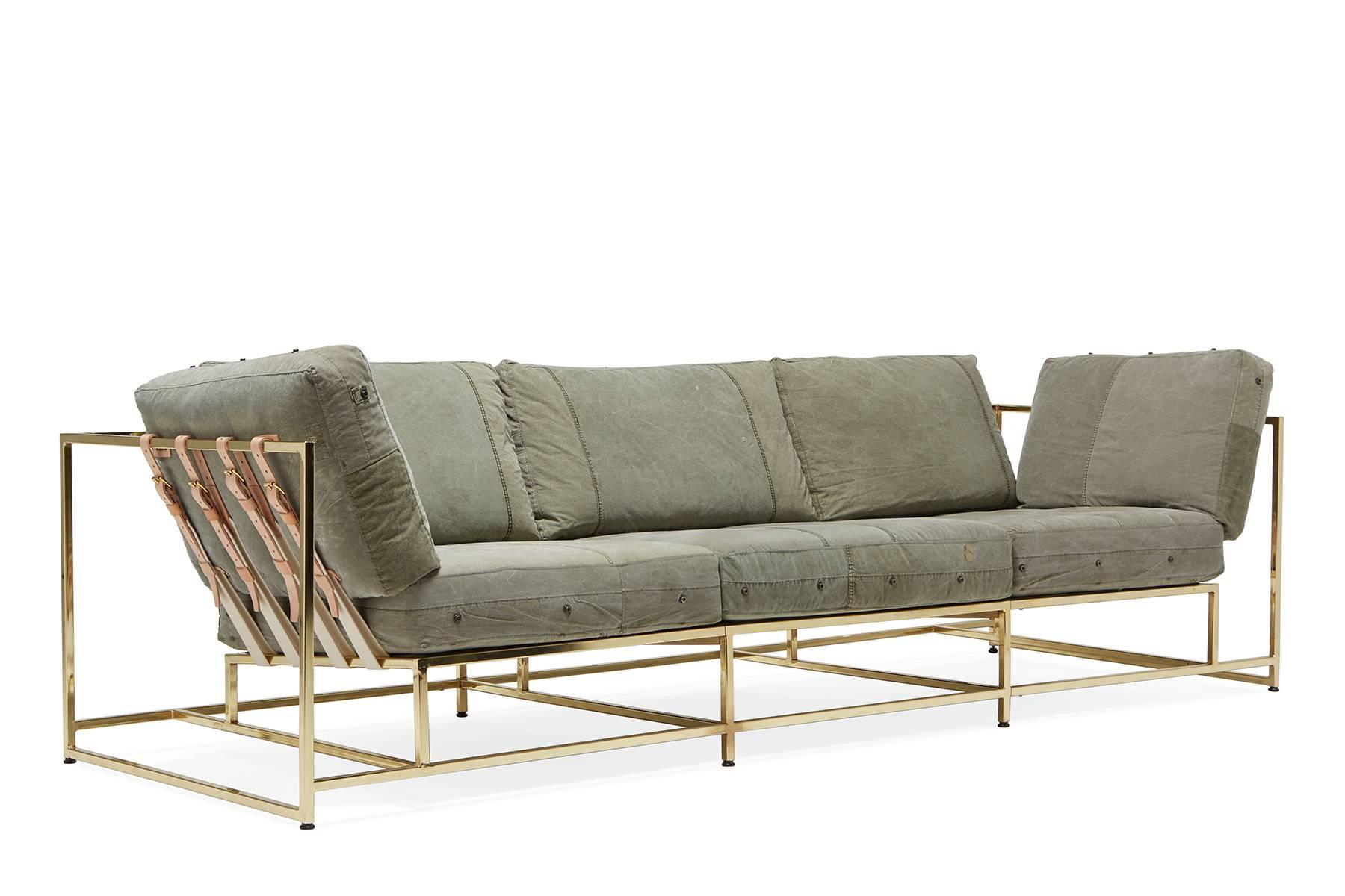 The Inheritance Sofa by Stephen Kenn is as comfortable as it is unique. The design features an exposed construction composed of three elements - a steel frame, plush upholstery, and supportive belts. The deep seating area is perfect for a relaxing