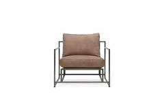 Mauve Nubuck Leather and Antique Nickel Armchair
