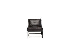 Obsidian Black Leather and Blackened Steel Chair