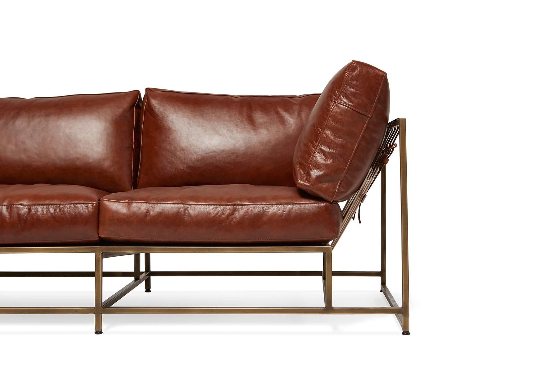 walnut leather sofa