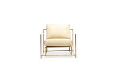 Taupe Nubuck Leather and Antique Brass Armchair