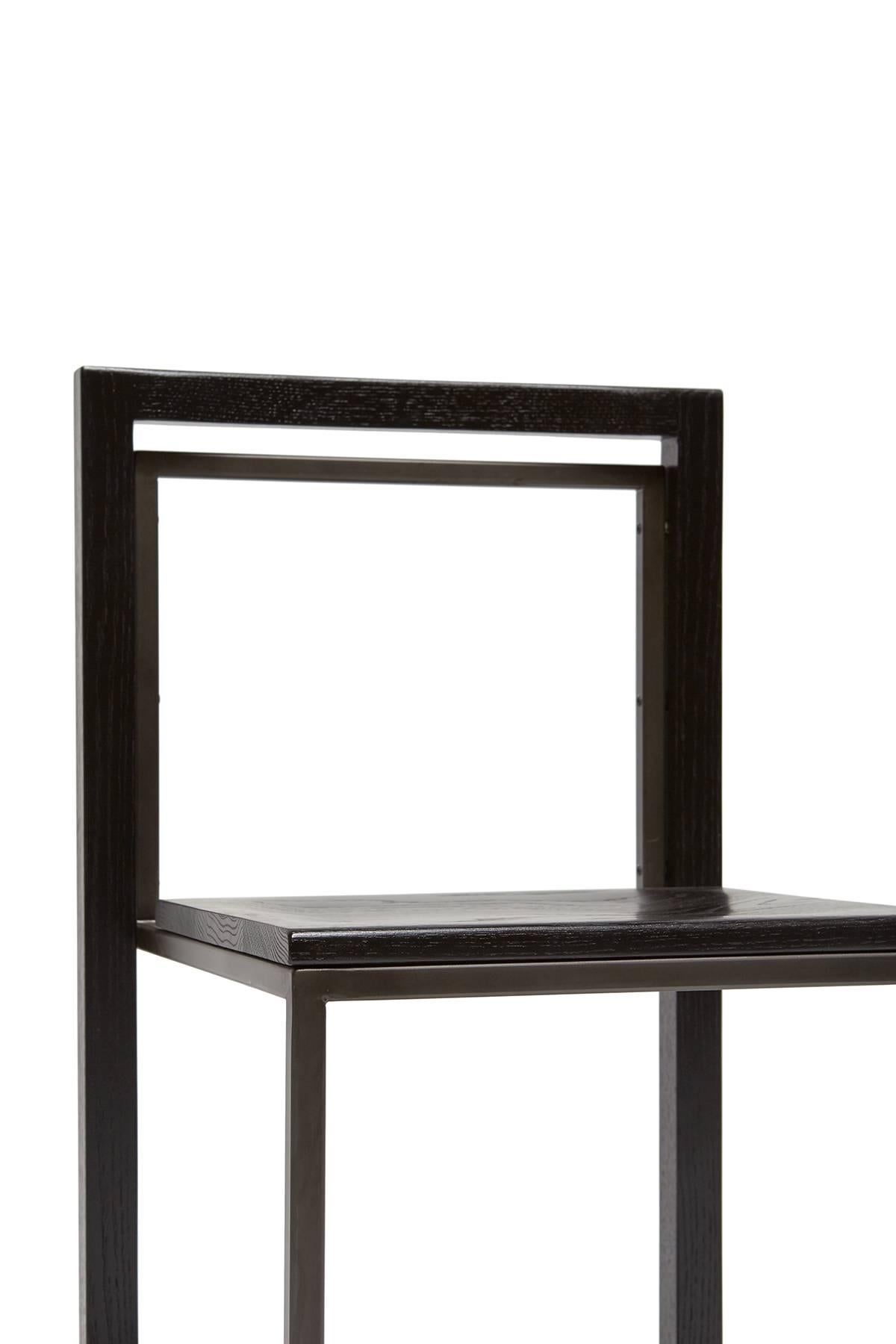 American Ebonized Oak and Blackened Steel Dining Chair For Sale