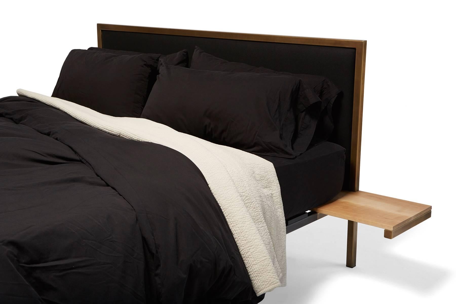 Modern Customizable Bed Frame with Side Tables and Bench For Sale