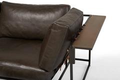 Blackened Steel and Antique Brass Wing Table