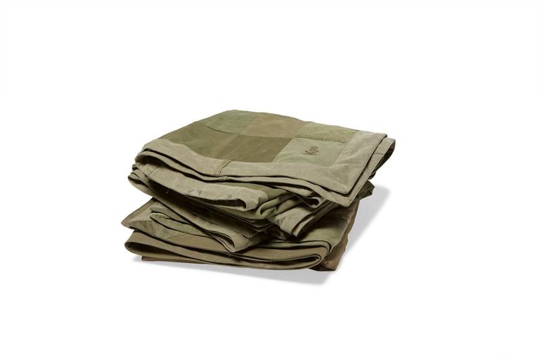 Quilted Vintage Military Canvas Throw Blanket For Sale at 1stDibs