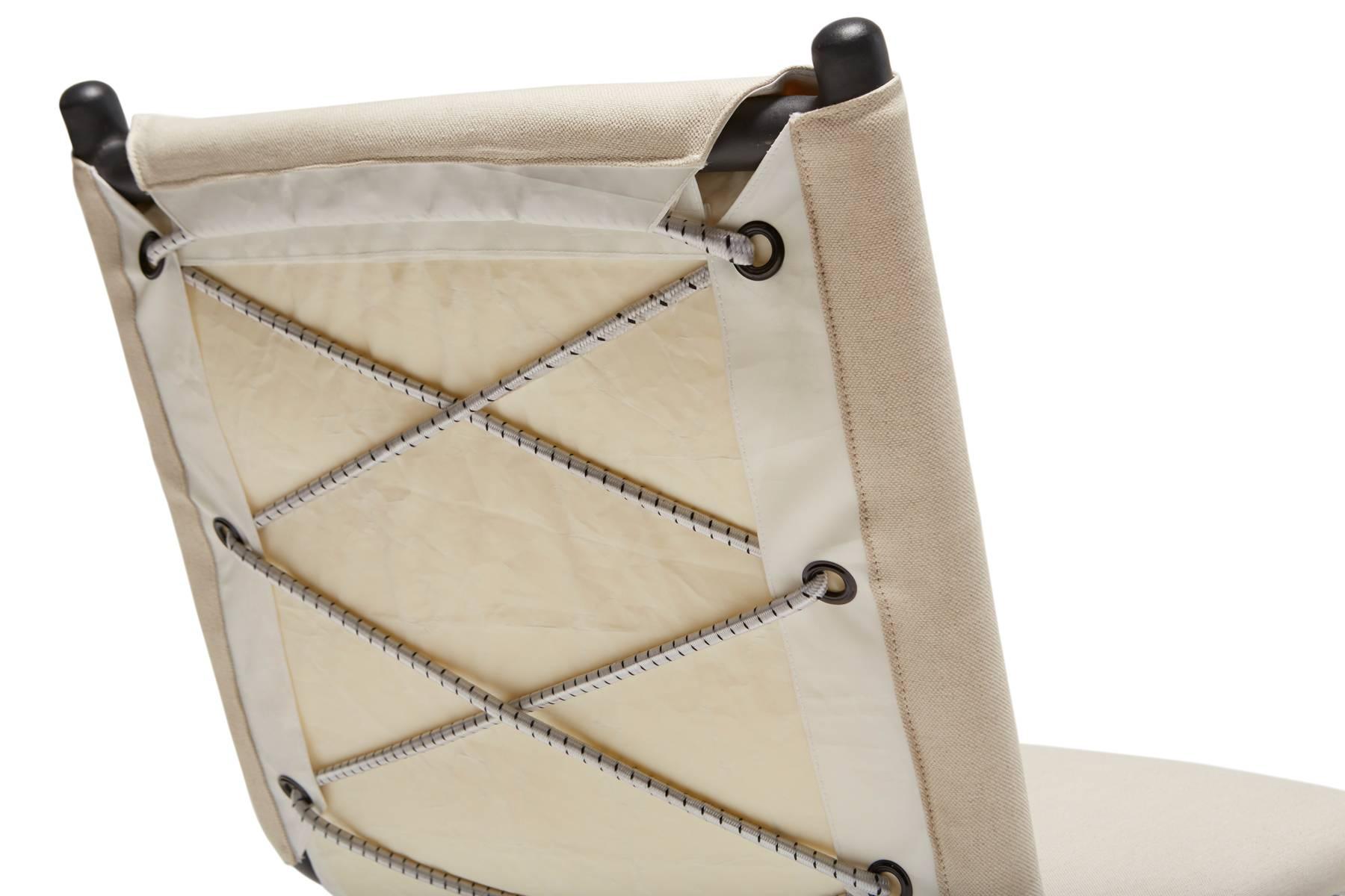 Powder-Coated Bowline Chair in Cream Canvas - In Stock