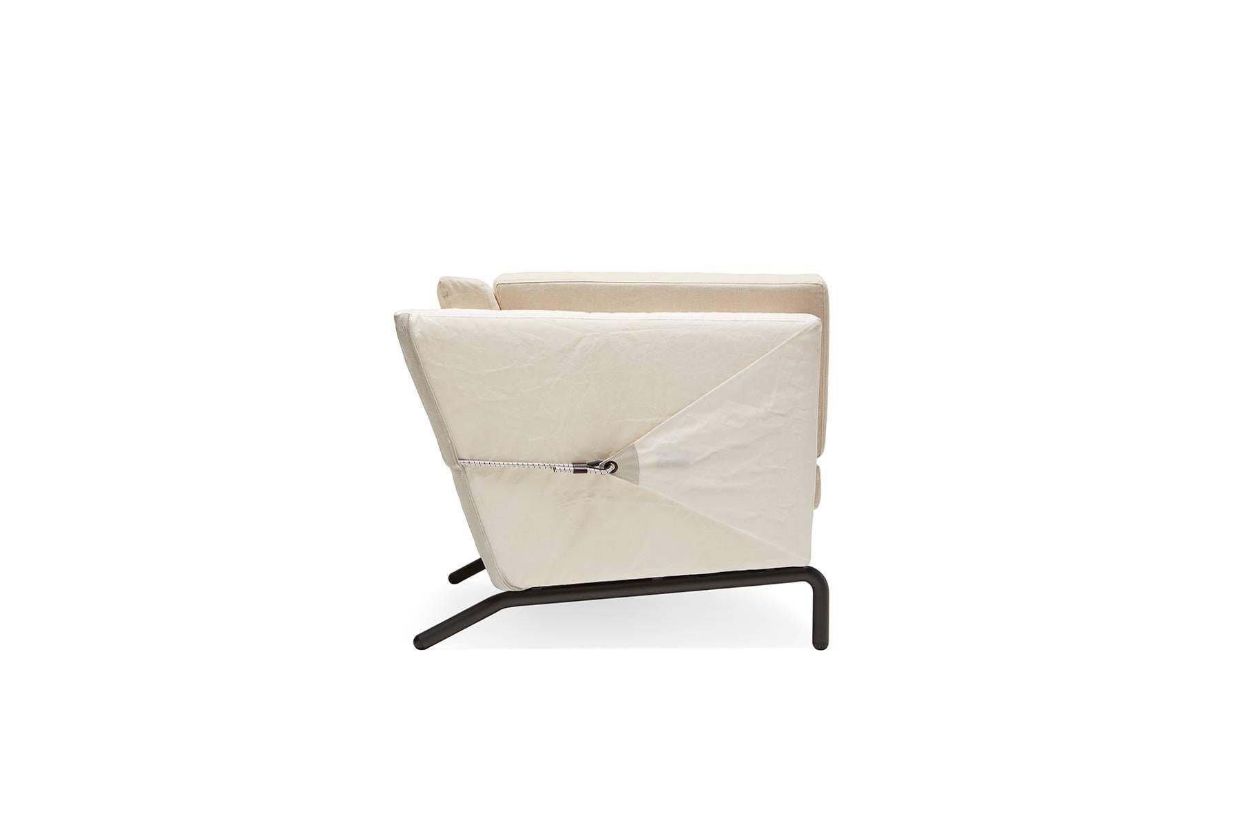 Modern Bowline Sofa in Cream Canvas - In Stock