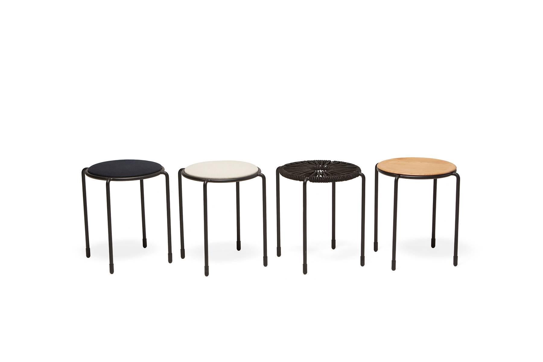 Powder-Coated Bowline Stool in Cream Canvas - In Stock