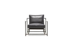 Providence Blue Smoke Leather and Blackened Steel Armchair V1