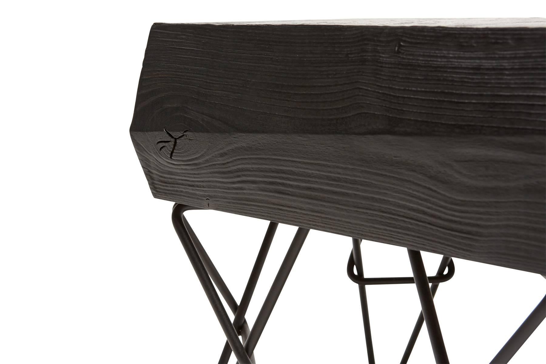 Steel Bowline Ebonized Side Table - In Stock
