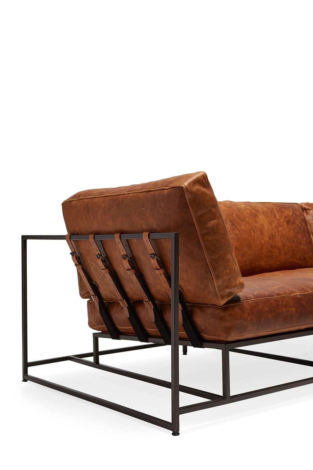 cognac brown leather couch