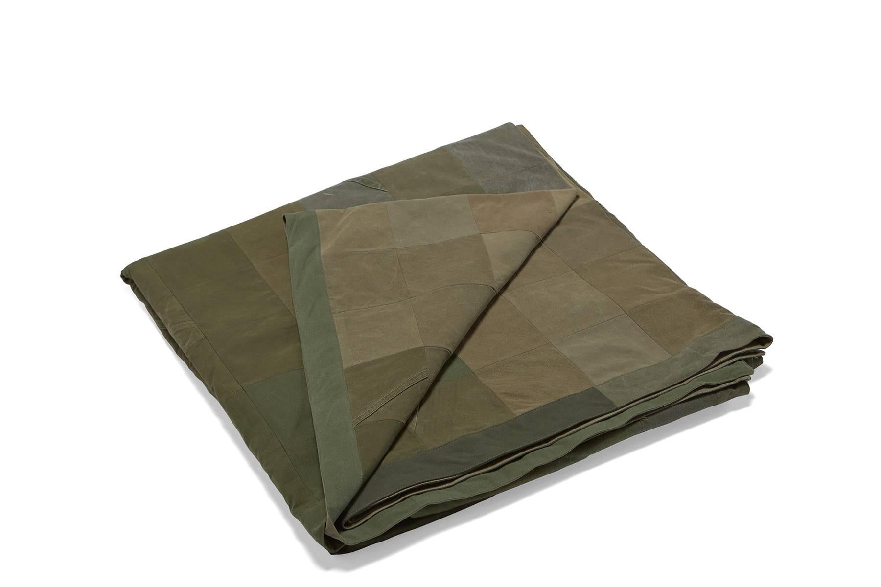 Arts and Crafts Vintage Military Canvas Quilt For Sale