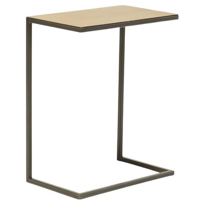 Antique Brass and Blackened Steel Side Table For Sale