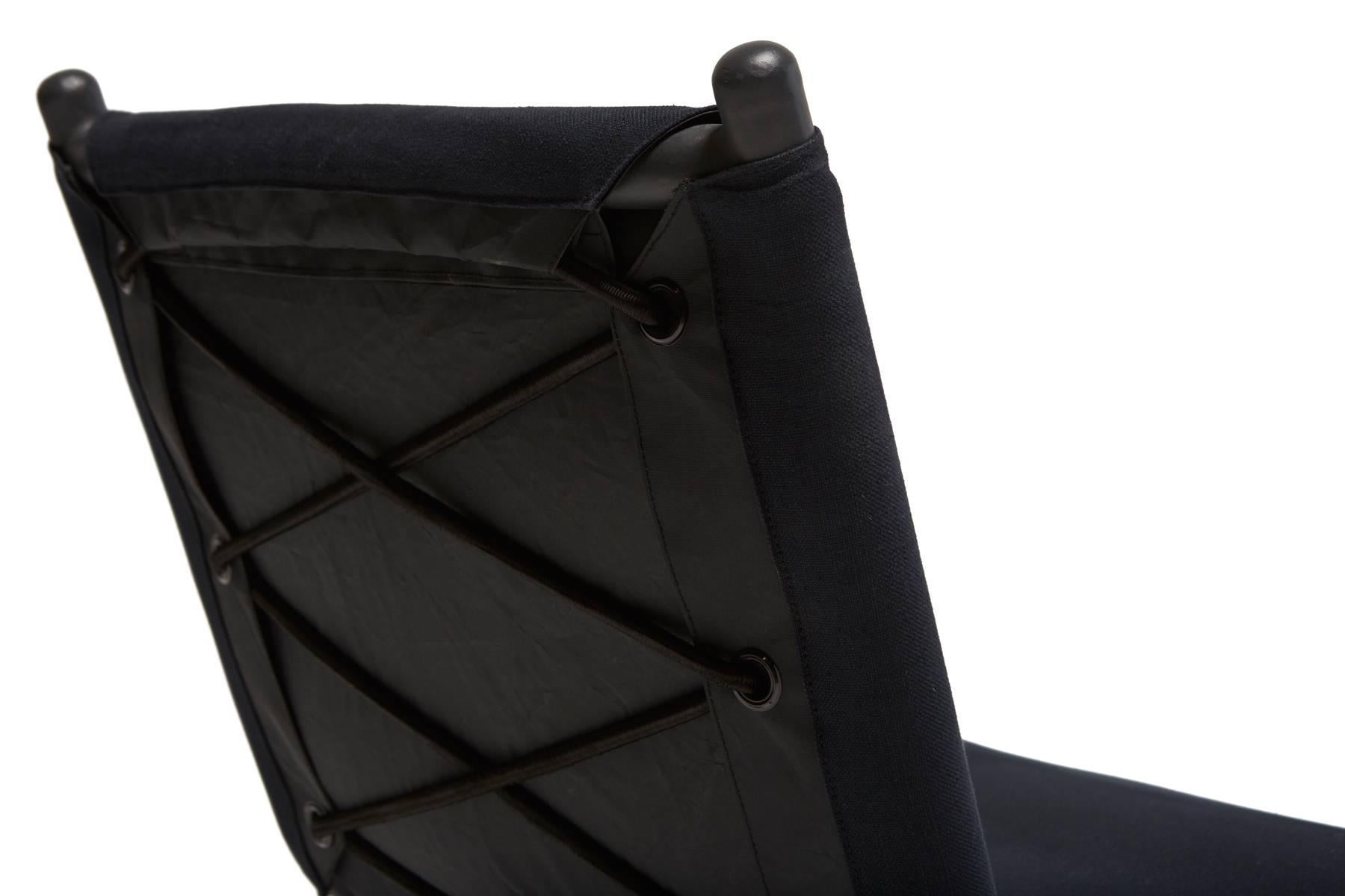Vietnamese Bowline Chair and Ottoman in Black Canvas - In Stock