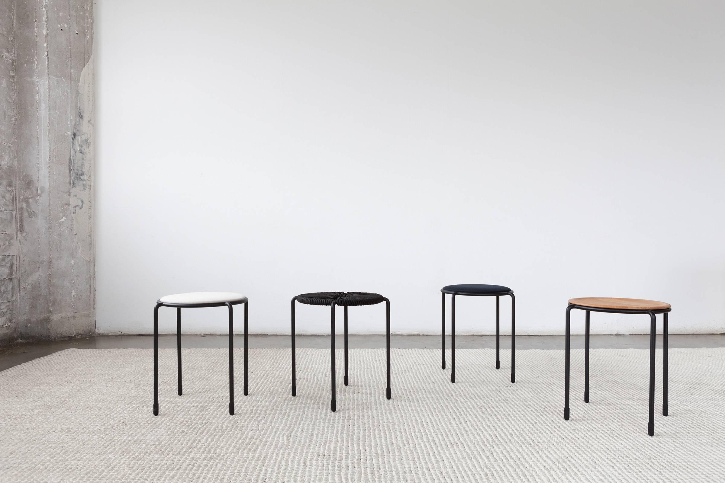 Bowline Stool in Black Canvas - In Stock In New Condition In Los Angeles, CA