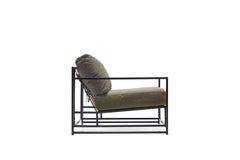 Vintage Military Canvas and Blackened Steel Armchair