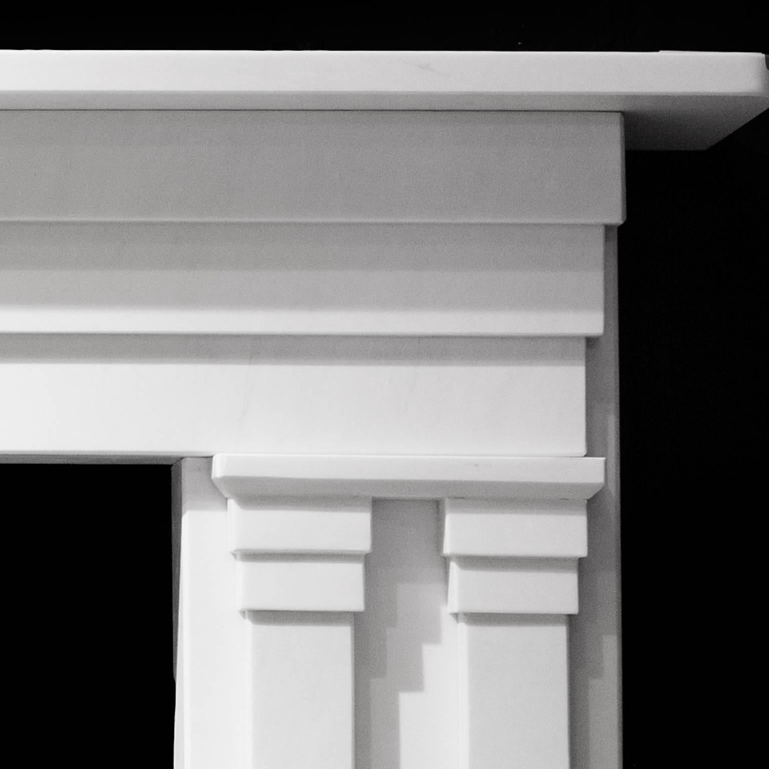 English Statuary White Carved Mable Fireplace