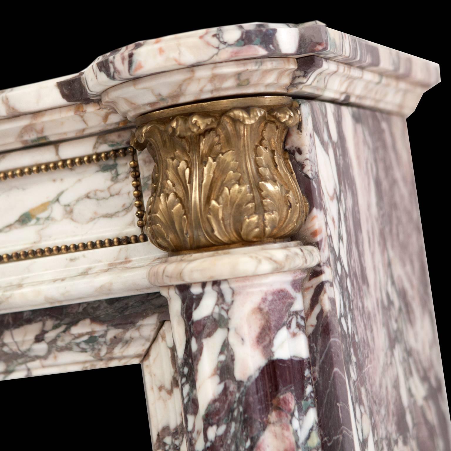 Empire Breche Viola Marble Fireplace Mantel In Good Condition In London, GB