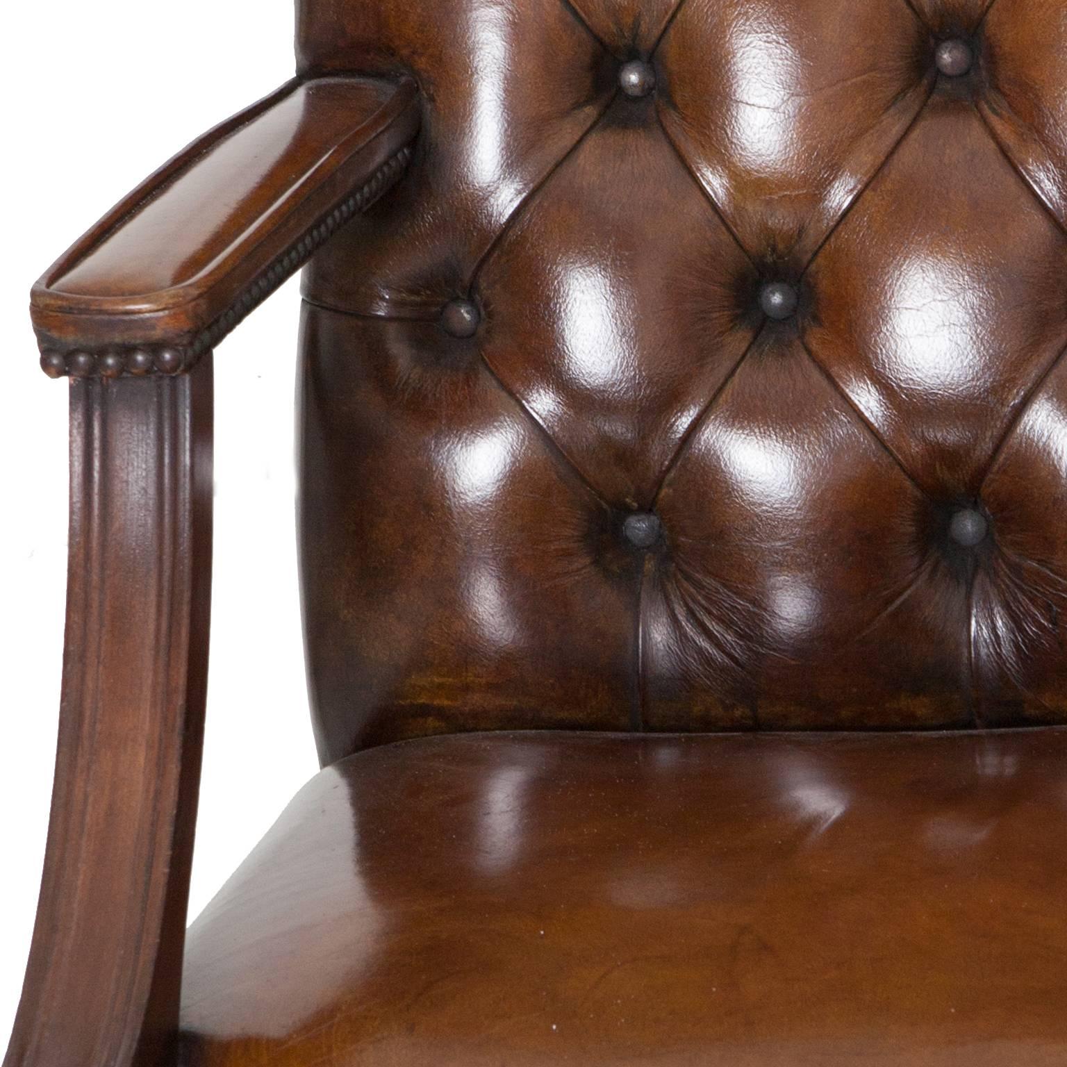 English 20th Century Leather Gainsborough Style Chairs