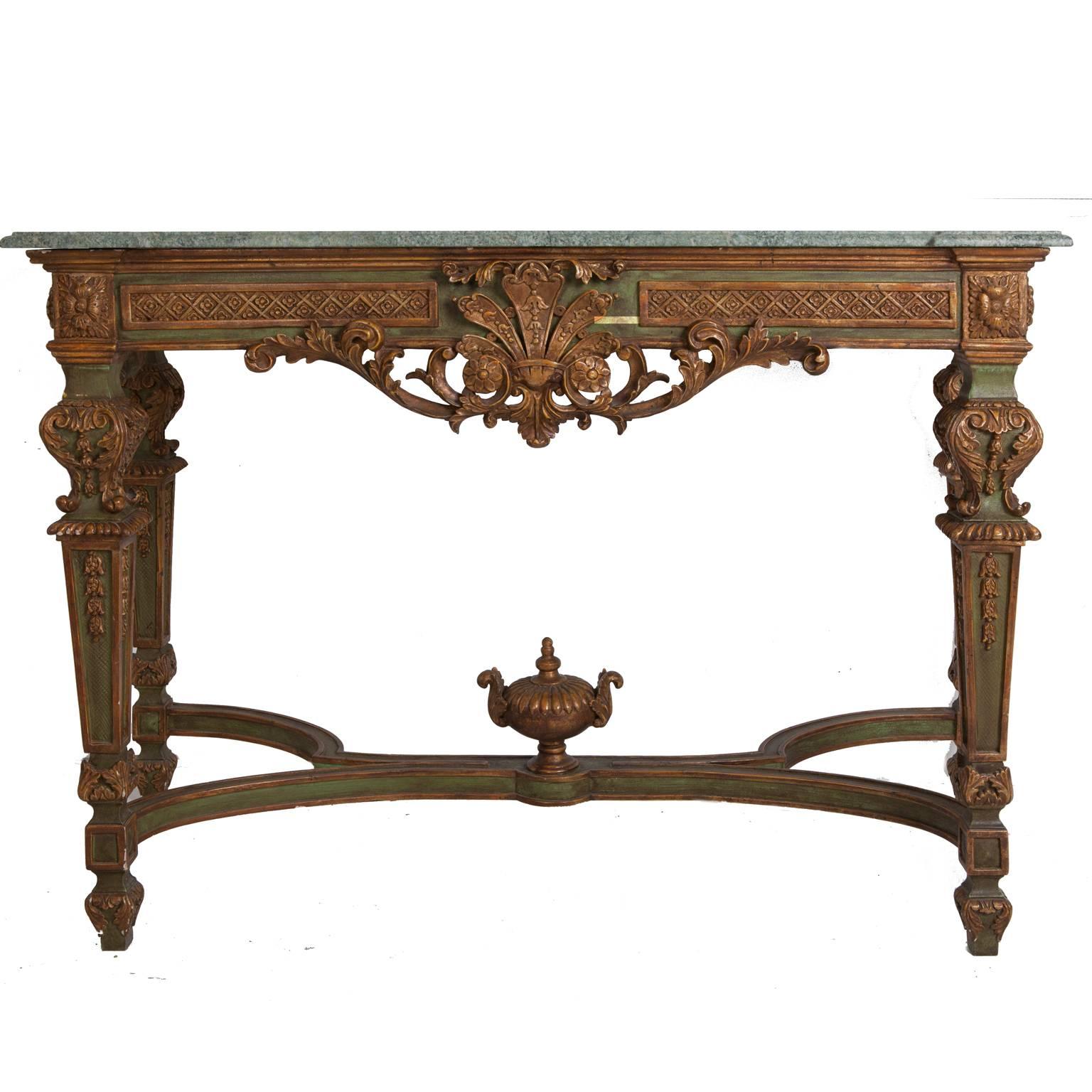 French Gilt Empire Marble Console Table