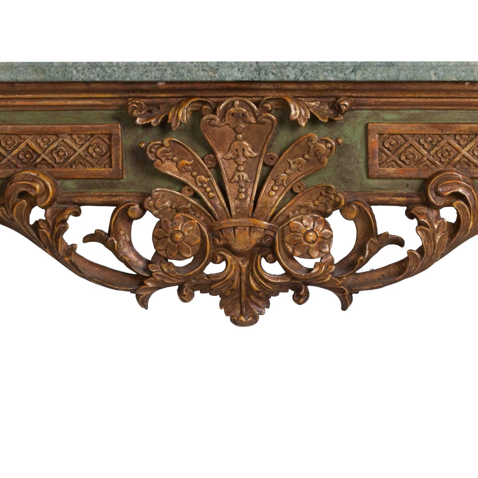 Baroque French Gilt Empire Marble Console Table