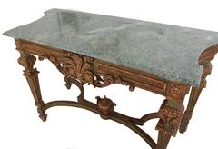 French Gilt Empire Marble Console Table
