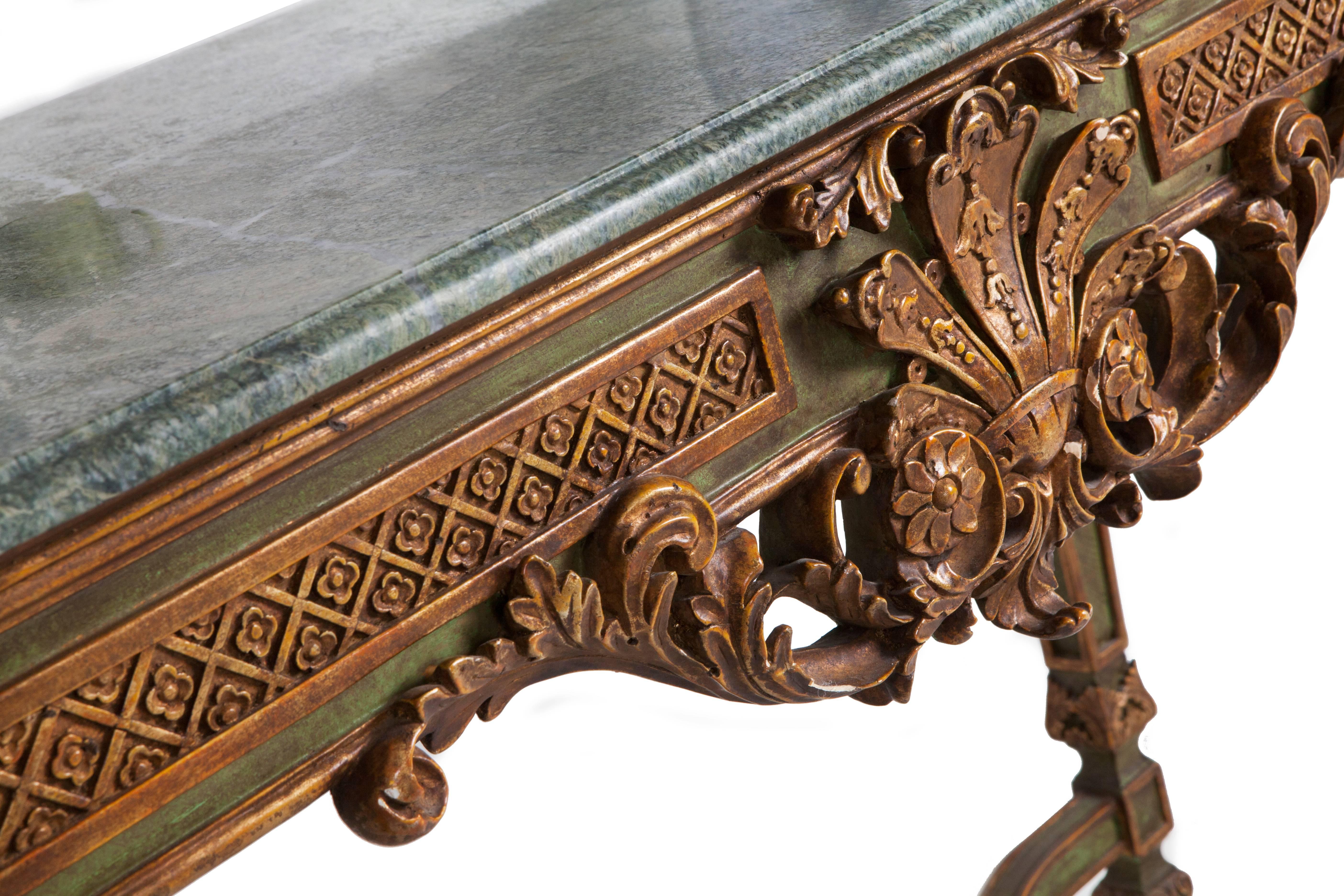 19th Century French Gilt Empire Marble Console Table