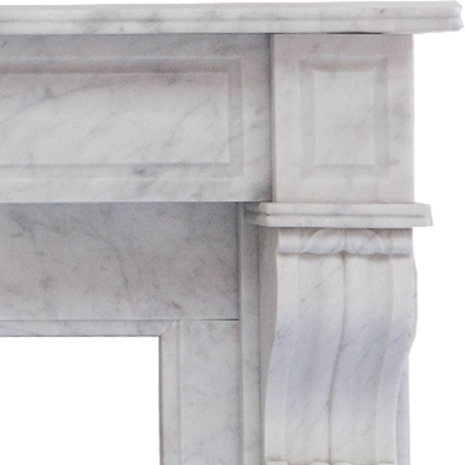 Hand-Carved 19th Century Louis Phillipe Carrara Marble Fireplace Mantel