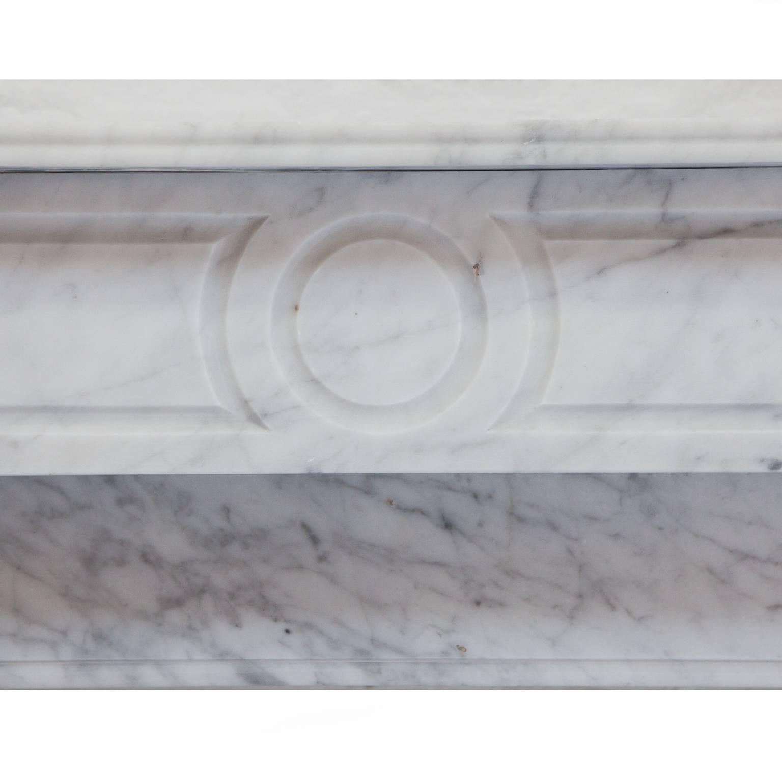 French 19th Century Louis Phillipe Carrara Marble Fireplace Mantel