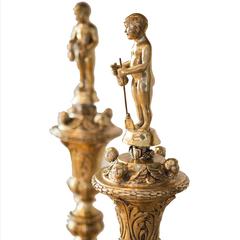 20th Century Brass Cherub Fire Dogs, Andirons