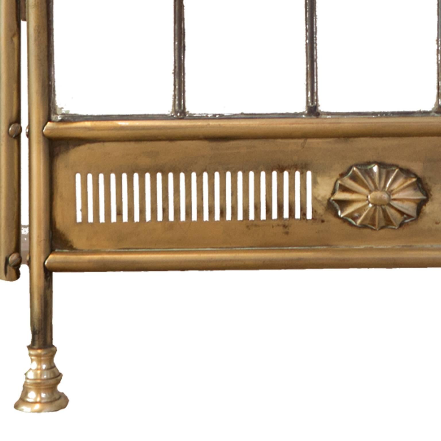 English 20th Century Edwardian Brass and Panelled Glass Fire Screen