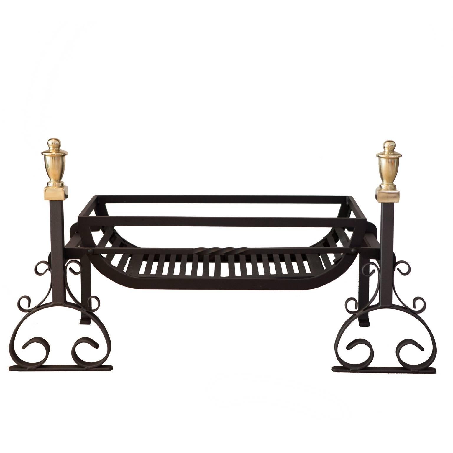 English 19th Century Cast Iron And Brass Fire Dogs or Andirons For Sale