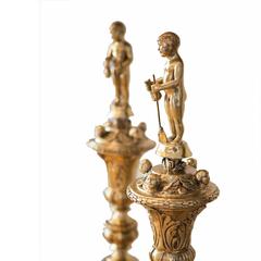 Brass Cherub Georgian Style Fireplace Dogs