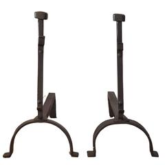 19th Century English Cast Iron Fire Dogs or Andirons
