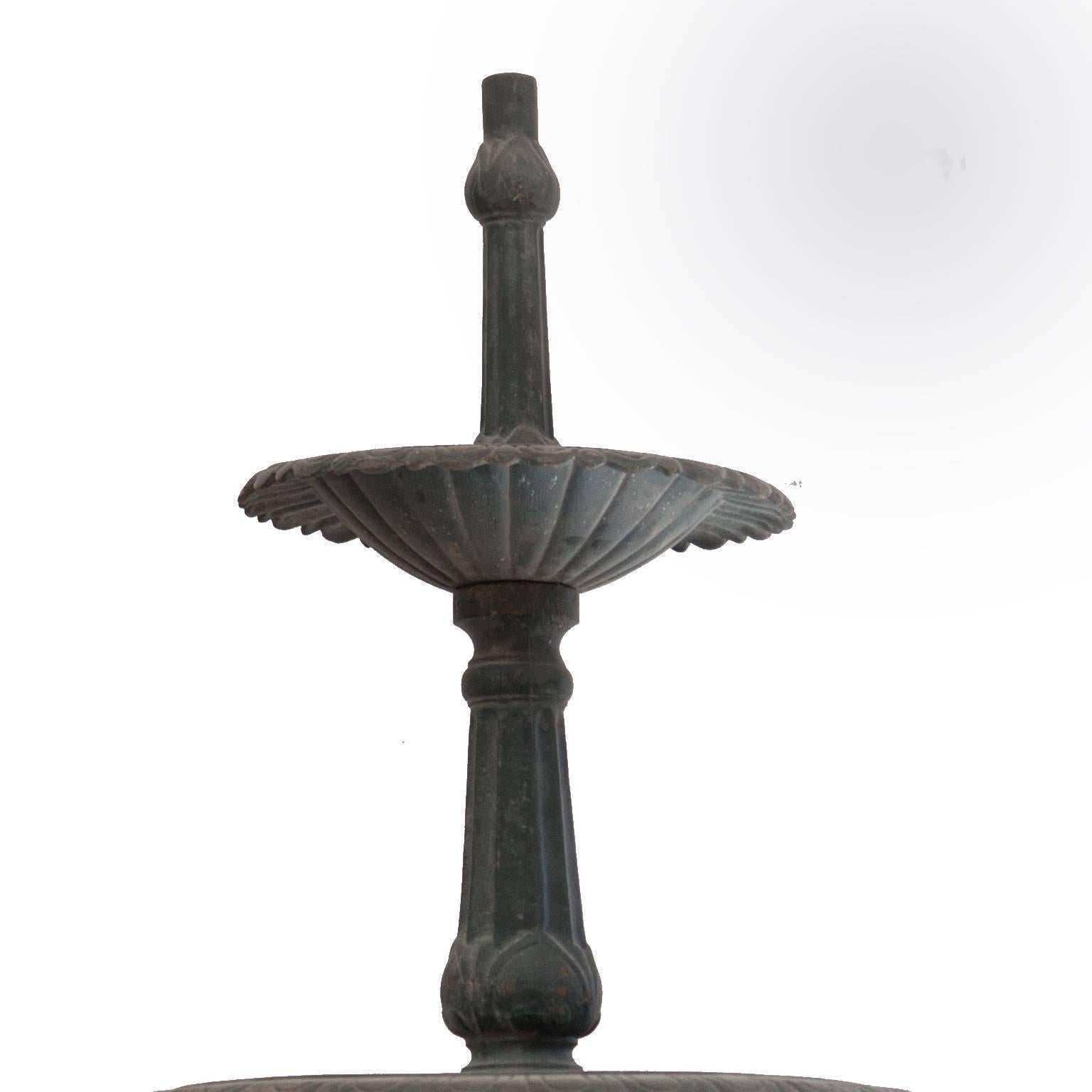 Vintage green cast iron three-tier heron reclaimed fountain.
This is a wonderful Victorian style three-tier fountain. There are three heron's surrounding the base. Taken from an English manor house.
This comes in sections for ease of