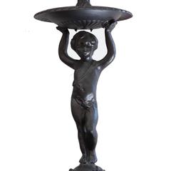 Vintage Cast Iron Two-Tier Cherub Dolphin Reclaimed Fountain
