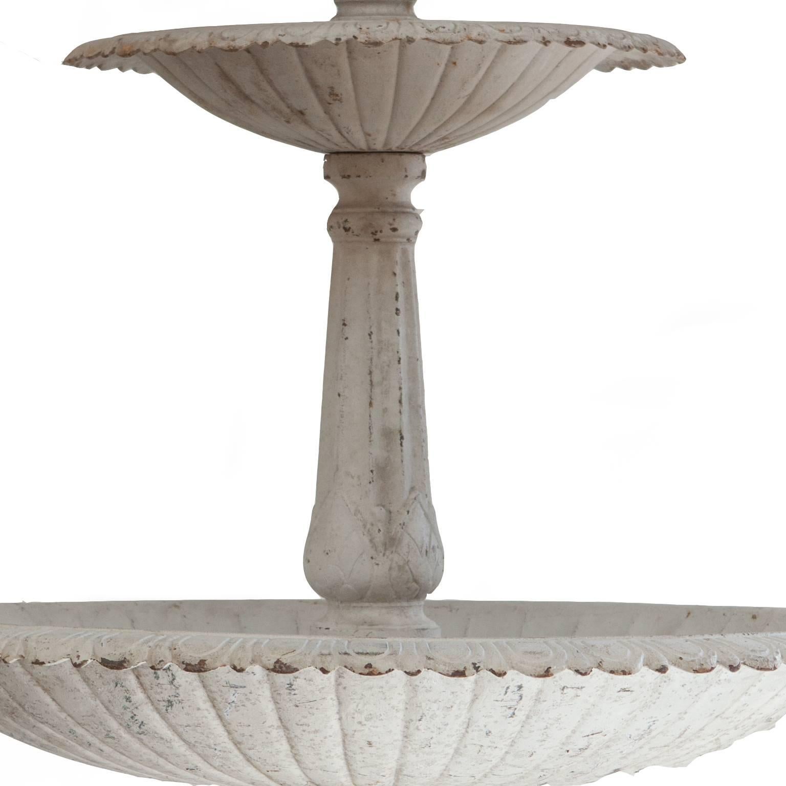 English Vintage Cast Iron Three-Tier Heron Reclaimed Fountain